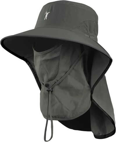 Fishing Hat for Men,Outdoor UV Sun Protection Wide Brim Hat with Face Cover & Neck Flap in Saudi Arabia