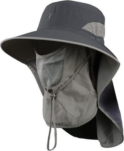 Fishing Hat for Men,Outdoor UV Sun Protection Wide Brim Hat with Face Cover & Neck Flap in Saudi Arabia