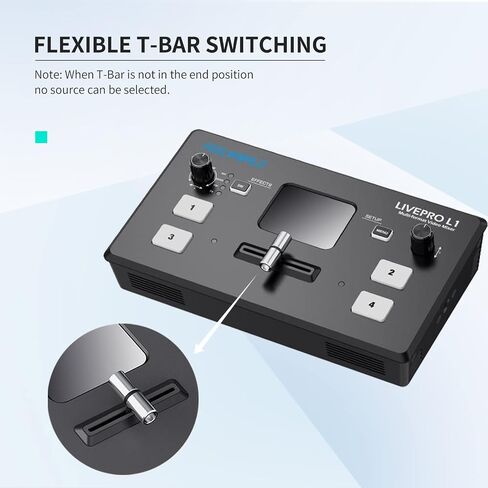 FEELWORLD L1 Multi Camera Video Mixer Switcher 2 Inch LCD Display 4 x HDMI Inputs USB 3.0 Output Live Streaming/Camera Production/Live Broadcast (with USB Cable + Adapter) in Saudi Arabia