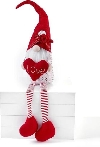 Giftcraft 853361 ديكور جنوم عيد الحب مع قطيفة على شكل قلب عاطفي، ارتفاع 16.9 بوصة، بوليستر وصوف in Kuwait