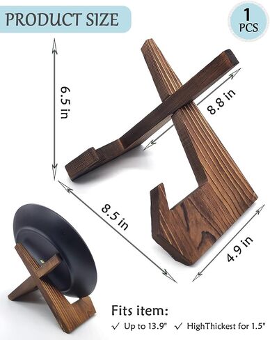 Plate Stands for Display, 6.5 Inch Plate Holder Display Stand Wooden Table Top Decorative Frame Holder Stand for Picture Frame, Plate, Photos, Books, Plaque(1 Pack) in Saudi Arabia