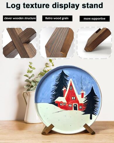 Plate Stands for Display, 6.5 Inch Plate Holder Display Stand Wooden Table Top Decorative Frame Holder Stand for Picture Frame, Plate, Photos, Books, Plaque(1 Pack) in Saudi Arabia