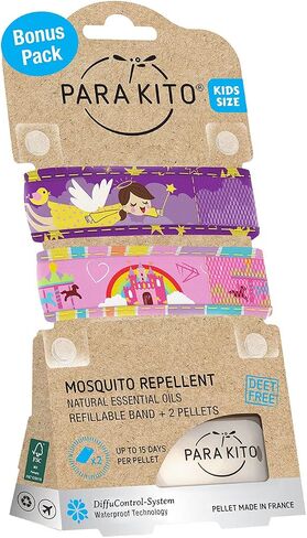 PARA'KITO Mosquito Repellent Pack - 2 Kids Wristbands & 2 Refills Rainbow/Polar Bear in Saudi Arabia