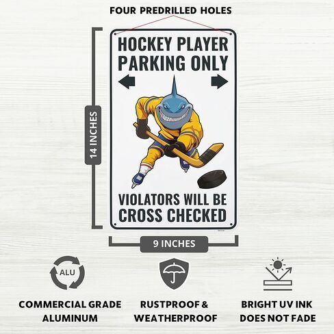 Venicor Hockey Sign - 9 x 14 Inches - Aluminum - Hockey Gifts for Hockey Lovers Boys - Ice Hockey Player Room Decor Toys Birthday Party Favors Supplies Stickers Stuff in Saudi Arabia