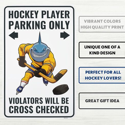 Venicor Hockey Sign - 9 x 14 Inches - Aluminum - Hockey Gifts for Hockey Lovers Boys - Ice Hockey Player Room Decor Toys Birthday Party Favors Supplies Stickers Stuff in Saudi Arabia