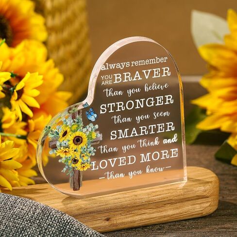 Always Remember You Are Braver Than You Think Inspirational Gift for Women Cheer up Gifts for Home Office Decor Positive Wall Plaque for Friend Mom Sister (Mixed Color, Fresh Style) in Saudi Arabia