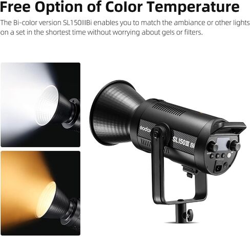 Godox SL150IIIBi 160W LED Continuous Output Lighting, 2800K-6500K Dual Color Temperature, 0%-100% Brightness Adjustment, App Control, Bowens Mount, Suitable for Studio, Still Life, Video Shooting in Saudi Arabia