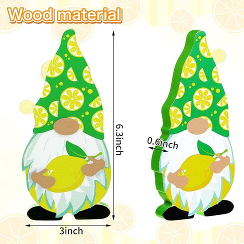 3 Pcs Lemon Gnomes Decor Lemon Wooden Decorations for Kitchen Summer Tiered Tray Gnomes Lemon Wooden Tabletop Centerpiece Farmhouse Lemon Gnome Freestanding Table Signs for Summer Home Decoration in Saudi Arabia
