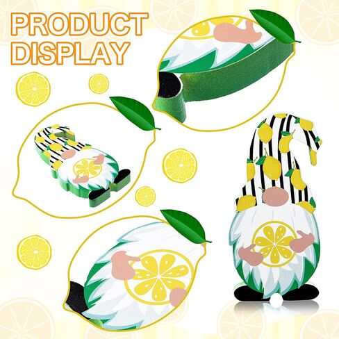 3 Pcs Lemon Gnomes Decor Lemon Wooden Decorations for Kitchen Summer Tiered Tray Gnomes Lemon Wooden Tabletop Centerpiece Farmhouse Lemon Gnome Freestanding Table Signs for Summer Home Decoration in Saudi Arabia