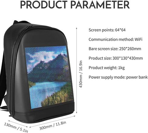 LIXADA LED Color Screen Customizable Backpack Travel Bag Pack Bag for Men Women in Saudi Arabia