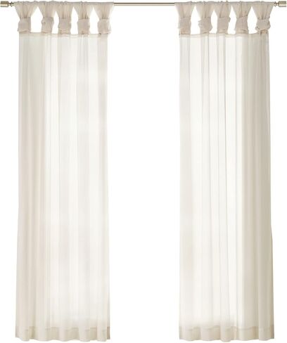 Madison Park Ceres DIY Twisted Tab Sheer Curtain, Pair Panels, Lightweight Window Treatment, Voile Privacy, Light Filtering Drape for Bedroom and Apartment, 50 in x 63 in, Ivory 2 Piece in Saudi Arabia