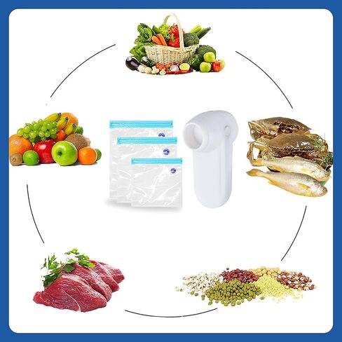 سدادة تفريغ كهربائية لبرطمان ماسون، طقم آلة ختم تفريغ الهواء لمضخة تفريغ محمولة لختم جرة ماسون، مع 20 قطعة من أكياس سحاب سو فيد ومجموعة سدادة تفريغ جرة ماسون in Kuwait