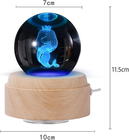 ailgely 3D كريستال الكرة صندوق الموسيقى، صندوق موسيقي دوار مع ضوء LED مضيء، 360 قاعدة خشبية ضوء الليل الدورية، شحن USB، ديكور الغرفة أفضل هدية للفتيات النساء الأطفال أمي in Kuwait