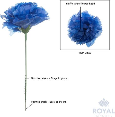 القرنفل الاصطناعي من Royal Imports، زهور صناعية حريرية، لترتيبات الجنازة، باقات الزفاف، أكاليل المقابر، الحرف اليدوية - 100 سيقان فردية 5 بوصات - وردي فاقع in Kuwait