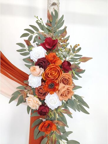 Wedding Arch Flowers Kit (Pack of 4), 2pcs Artificial Dusty Blue Flower Arrangements with 2pcs Draping Fabric Arch Floral Swag for Wedding Ceremony and Reception Backdrop Decoration in Kuwait
