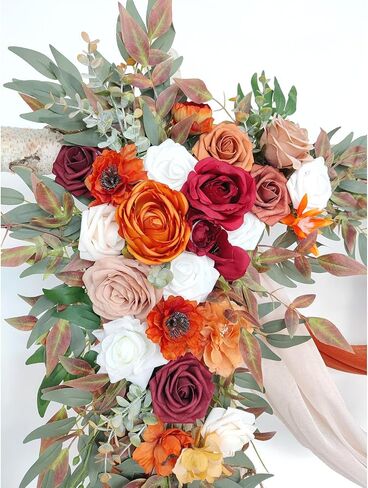 Wedding Arch Flowers Kit (Pack of 4), 2pcs Artificial Dusty Blue Flower Arrangements with 2pcs Draping Fabric Arch Floral Swag for Wedding Ceremony and Reception Backdrop Decoration in Kuwait