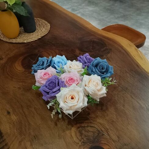 مزهرية زهور اكريليك على شكل قلب، صندوق زهور شفاف مع 13 فتحة، مزهريات زهور زينة مركزية لسطح الطاولة، لحفلات الزفاف وطاولة الطعام وديكور المنزل in Kuwait
