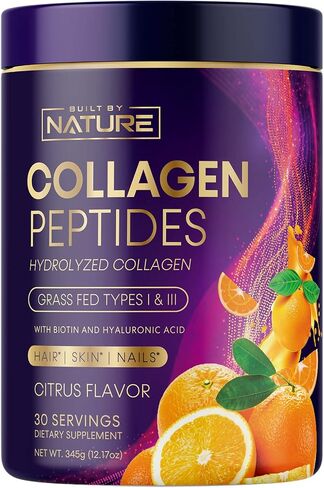 Collagen Powder, Hydrolyzed Type 1 & 3 Peptides, Grass-Fed with Hyaluronic Acid and Vitamin C, Healthy Hair, Skin, Nails, Bones & Joints, Keto & Paleo Friendly, Non-GMO, Citrus Flavor – 30 Servings in Saudi Arabia