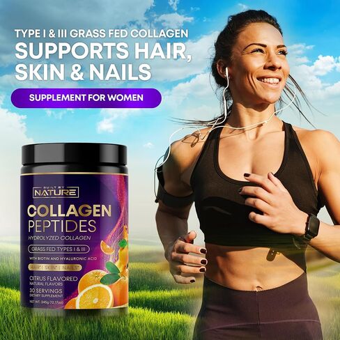 Collagen Powder, Hydrolyzed Type 1 & 3 Peptides, Grass-Fed with Hyaluronic Acid and Vitamin C, Healthy Hair, Skin, Nails, Bones & Joints, Keto & Paleo Friendly, Non-GMO, Citrus Flavor – 30 Servings in Saudi Arabia