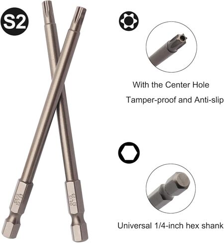 Sipery T25 security torx bits tamper proof 10Pcs, 100mm / 4inch 1/4inch hex shank magnetic screwdriver star bits for power screwdriver impact driver in Saudi Arabia