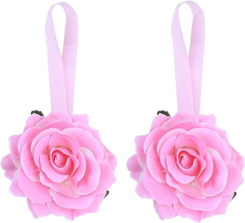 Moraphee 2Pcs Curtain Buckle Tiebacks Rope with Magnets Stick Anywhere Holdbacks for Window Curtain Rope Length 40cm Rose Flower-Yellow in Saudi Arabia