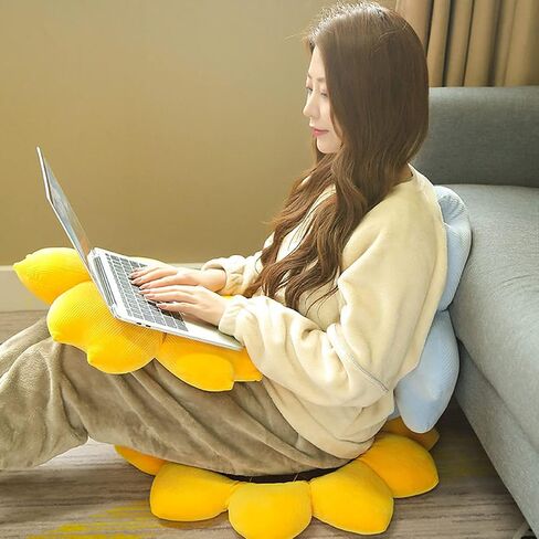 LEVINIS Yellow Sunflower Shape Chair Pads Large Throw Pillows Soft Velvet Decorative Reversible Pillow Cushion Mat for Bed Car Couch Chair Sofa Office 27'' in Kuwait