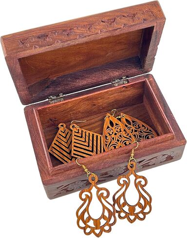 اس.بي.ارتس صندوق خشبي لرماد البشر، صندوق جنازات جثث الحيوانات الاليفة، جرة ديكورية، جرة للقطط والرضع والكبار، صندوق رماد تذكاري صغير جدًا (منقوش بالزهور، 4 × 6 انش) in Kuwait