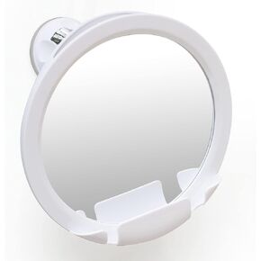 MIRRORVANA Dual Antifog Shower Mirror for Shaving - Shatterproof Mirror with Razor Holder, Upgraded Suction, 360° Swivel (8" Round, Black)