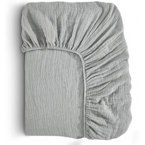 TILLYOU Muslin Crib Sheet for Boys and Girls - 100% Cotton Fitted Crib Sheet for Standard Crib Mattress, Soft and Breathable, 52"x28", 1 Pack, Light Grey in Kuwait