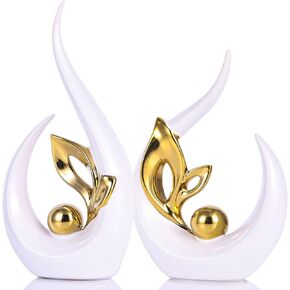 XMGZQ Black Home Decor Accent,Art Mid Century Modern Decor,Black and Gold Living Room Decor and Accessories,Gold Centerpieces for Tables,Abstract Ceramic Statue and Sculpture