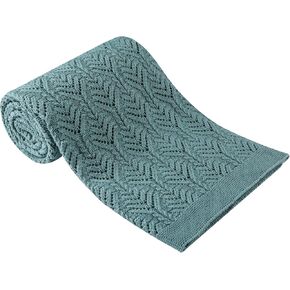 Baby Blanket 100% Cotton Soft Breathable Knit Cellular Receiving Swaddle for Newborn Infant Boy Girl, Green 30"x 40" in Kuwait