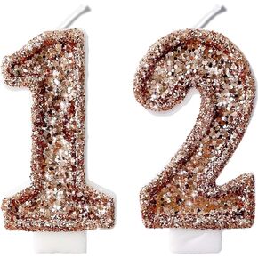 2.8" Gold Glitter Number Candles-Many Colors 12nd 21st Birthday Gifts Birthday Decorations Birthday Candles Numbers Happy Birthday Candles for Cake 2 Candle for Women for Men (Gold)
