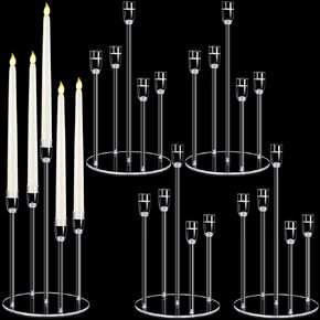 Barydat 4 Pieces Acrylic Candelabra Centerpiece Clear 5 Arms Candle Holder Centerpiece Taper Candle Holder Bulks Candlestick Holder for Wedding Christmas Party Gift, Fit 0.87" LED Candles in Kuwait
