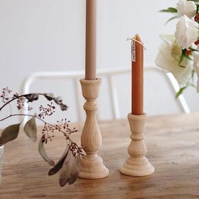 DUHALINE Wooden Candle Holder Set of 2,Rustic Farmhouse Candle Holder,Handmade Candle Holder,Wooden Accordion Candle Holders,Console Table Decoration Pieces,Luxury Fireplace Candle Holder in Saudi Arabia