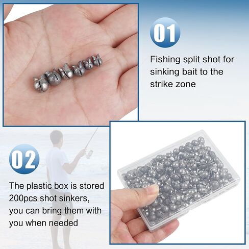 200PCS Removable Split Shot Sinker Fishing Weight Sinkers Round Split Shot Fishing Egg Weight Shot Sinkers for Fishing … in Saudi Arabia