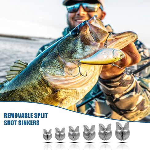 200PCS Removable Split Shot Sinker Fishing Weight Sinkers Round Split Shot Fishing Egg Weight Shot Sinkers for Fishing … in Saudi Arabia