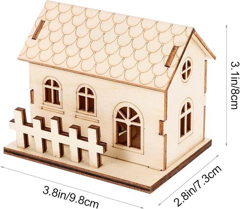 Milisten Christmas Light Up House 2Pcs Christmas Wooden House Luminous Wood Village Christmas Ornaments Decoration Desktop Ornament Holiday Home Decor (Khaki) Xmas Snow Village in Saudi Arabia