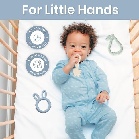 بيبي بليس - ألعاب تسنين الأطفال (3 عبوات) لتخفيف آلام التسنين لمدة 3 أشهر، ألعاب تسنين للأطفال من عمر 6 إلى 12 شهرًا، أدوات تسنين للأطفال من سن 6 إلى 12 شهرًا، ألعاب للرضع خالية من مادة BPA in Kuwait