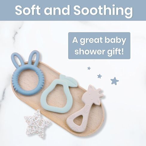 بيبي بليس - ألعاب تسنين الأطفال (3 عبوات) لتخفيف آلام التسنين لمدة 3 أشهر، ألعاب تسنين للأطفال من عمر 6 إلى 12 شهرًا، أدوات تسنين للأطفال من سن 6 إلى 12 شهرًا، ألعاب للرضع خالية من مادة BPA in Kuwait
