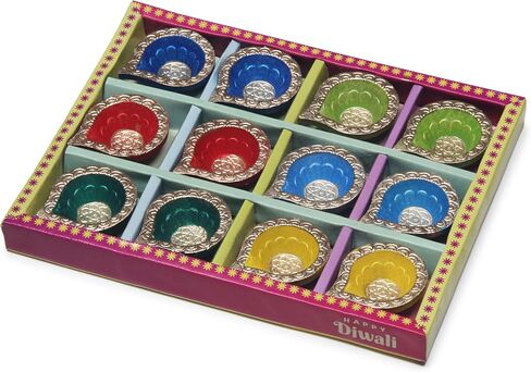 Handmade Terracoaat Set of 12 Multicolor Clay Diya for Diwali/Navratri Decorations Oil Lamp Diwali Clay Diya Tea Light Holder Indian Decor Festival Gifts Puja Items in Saudi Arabia