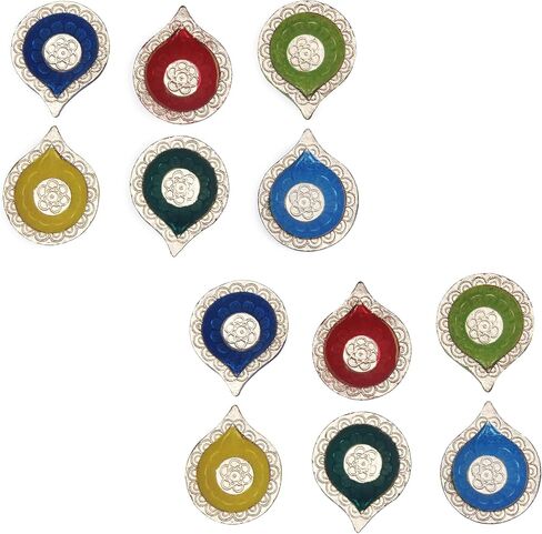 Handmade Terracoaat Set of 12 Multicolor Clay Diya for Diwali/Navratri Decorations Oil Lamp Diwali Clay Diya Tea Light Holder Indian Decor Festival Gifts Puja Items in Saudi Arabia