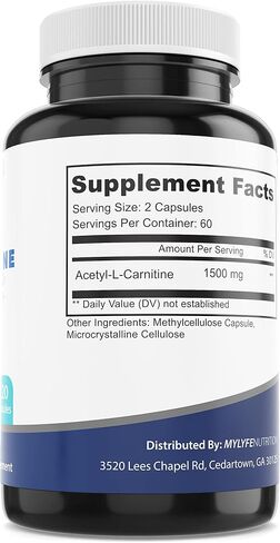My Lyfe Nutrition Acetyl L-Carnitine 1500mg Capsules, Energy Management Supplements, Non-GMO and Gluten-Free, Metabolism Support for Men and Women, 120 Veggie Capsules in Saudi Arabia