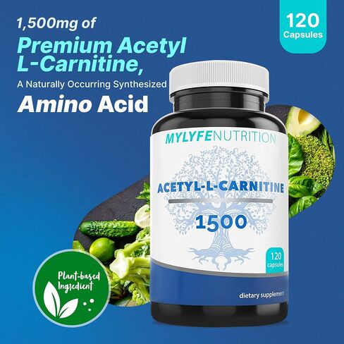 My Lyfe Nutrition Acetyl L-Carnitine 1500mg Capsules, Energy Management Supplements, Non-GMO and Gluten-Free, Metabolism Support for Men and Women, 120 Veggie Capsules in Saudi Arabia