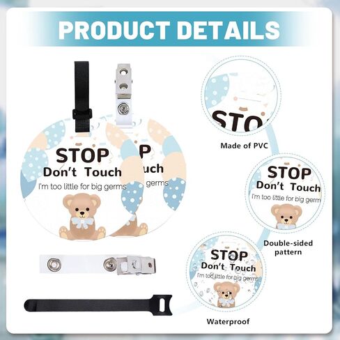 ORIGACH 2 Pack Animals No Touching Baby Signs, Stop Do Not Touch Baby Car Seat Sign Stroller Tags with Hanging Strap and Clip, No Touching Baby Sign for Newborn Baby Boy Girl in Saudi Arabia