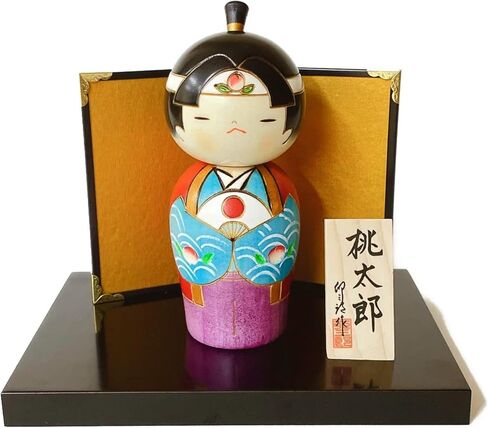 Usaburo Modern Japanese Kokeshi Doll (MOMOTARO - Small), Made in Japan, Collectible Figurines, Traditional Crafts, Boy in Kimono, Samurai in Saudi Arabia