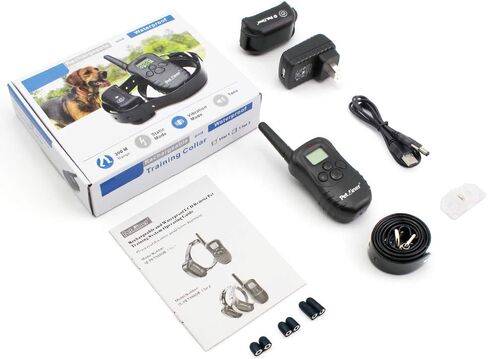 بيتراينر طوق تدريب الكلاب PET998DB1 بطول 330 ياردة قابل لاعادة الشحن ومقاوم للماء مع صوت صفير امن وطوق كهربائي الكتروني للاهتزاز والصدمات in Kuwait