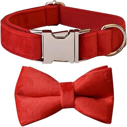 Love Dream Bow tie Dog Collar, Velvet Dog Collars with Detachable Bowtie Metal Buckle, Soft Comfortable Adjustable Bow Tie Collars for Small Medium Large Dogs (Large, Dark Purple) in Saudi Arabia