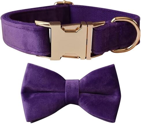 Love Dream Bow tie Dog Collar, Velvet Dog Collars with Detachable Bowtie Metal Buckle, Soft Comfortable Adjustable Bow Tie Collars for Small Medium Large Dogs (Large, Dark Purple) in Saudi Arabia