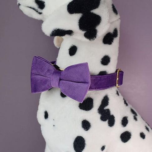 Love Dream Bow tie Dog Collar, Velvet Dog Collars with Detachable Bowtie Metal Buckle, Soft Comfortable Adjustable Bow Tie Collars for Small Medium Large Dogs (Large, Dark Purple) in Saudi Arabia