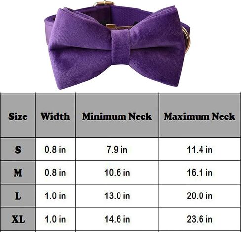 Love Dream Bow tie Dog Collar, Velvet Dog Collars with Detachable Bowtie Metal Buckle, Soft Comfortable Adjustable Bow Tie Collars for Small Medium Large Dogs (Large, Dark Purple) in Saudi Arabia